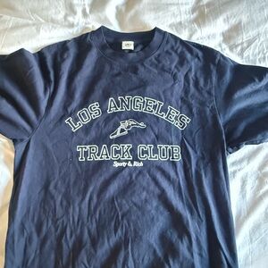 Sporty & Rich Navy Crewneck Tee with Label